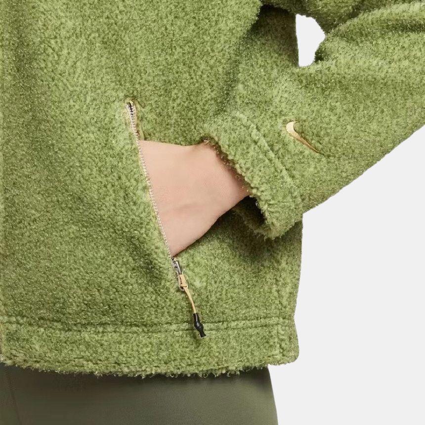 Nike Solid Color Letter Print Zip-Up Hoodie Women Outerwear Green DQ6269-334