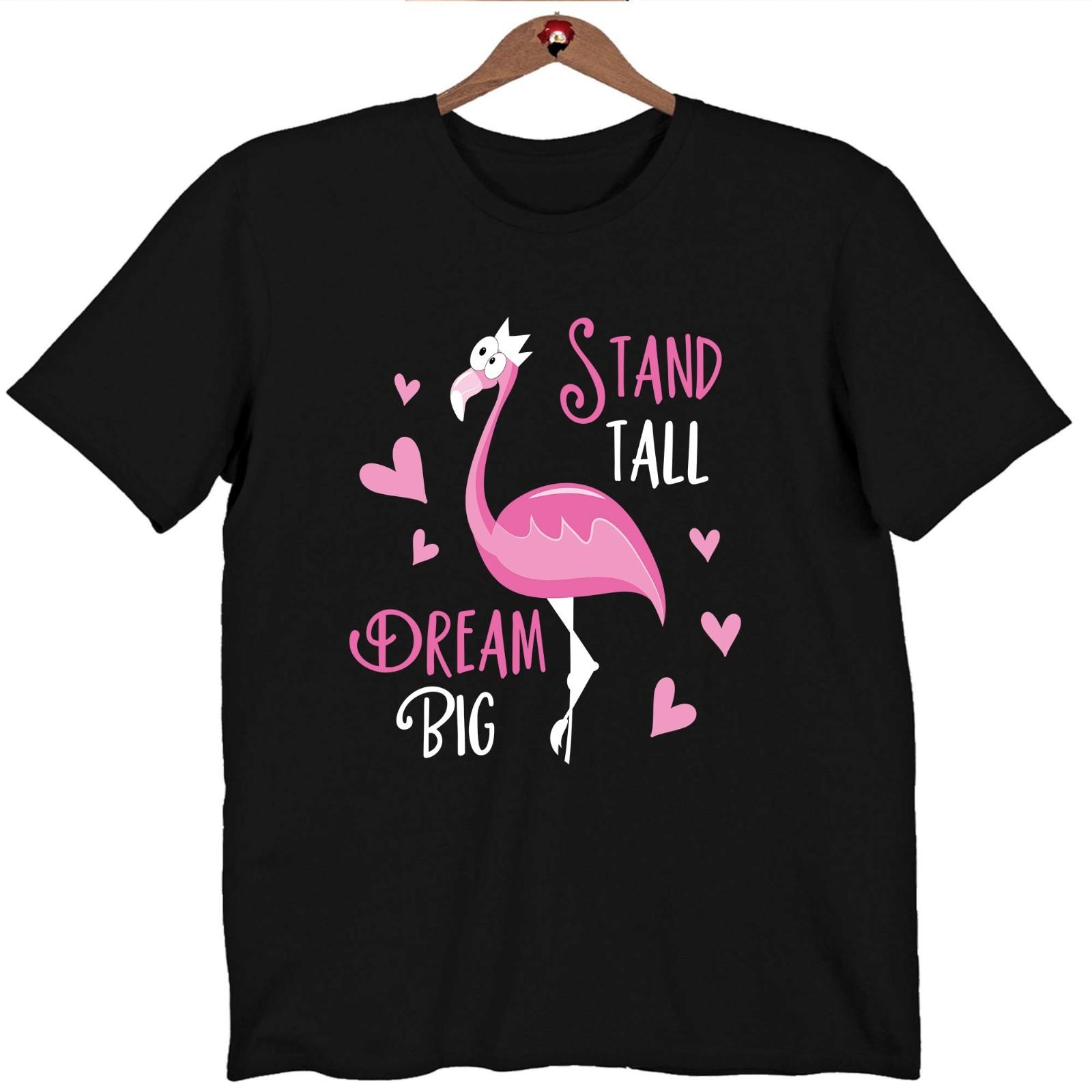 Flamingo T Shirt Stand Tall Dream Big Cute Pink Bird Positive Quote Tee XXXL