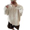 Gentle wind crew neck knitted cardigan autumn and winter new loose casual versatile and thin lazy wind sweater jacket