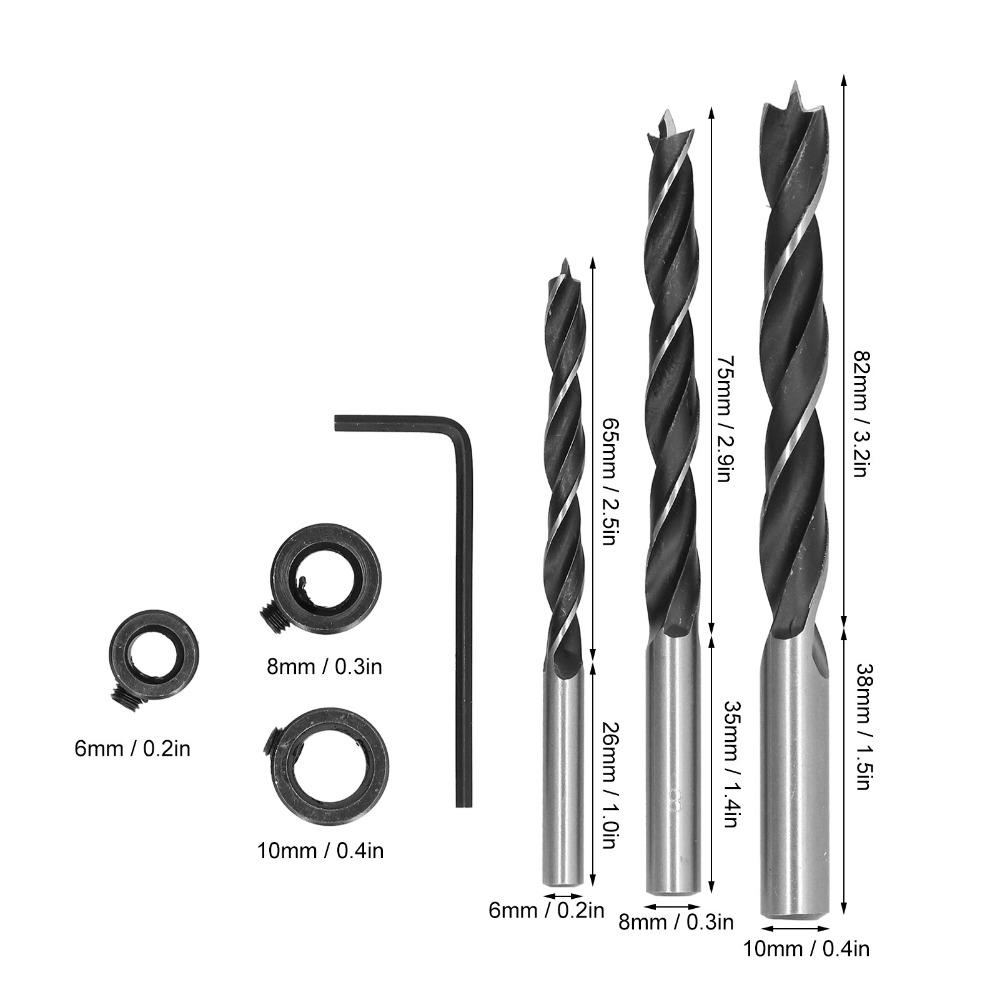 7pcs ThreePoint Drill Wood Drill Bits Straight Round Shank Carpentry Drill Bits Woodworking