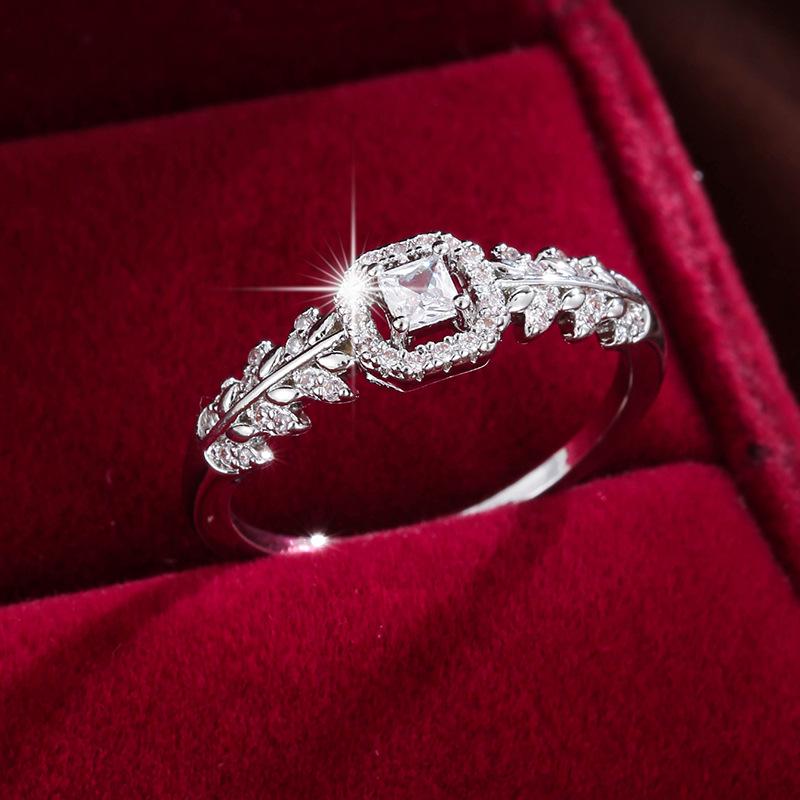 Rose Gold Zirconia Diamond Ring with Eight Hearts and Arrows Design Size 7