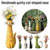 Handcrafted Cat Shaped Flower Planter Quirky Resin Cat Flower Holder  Garden Decor