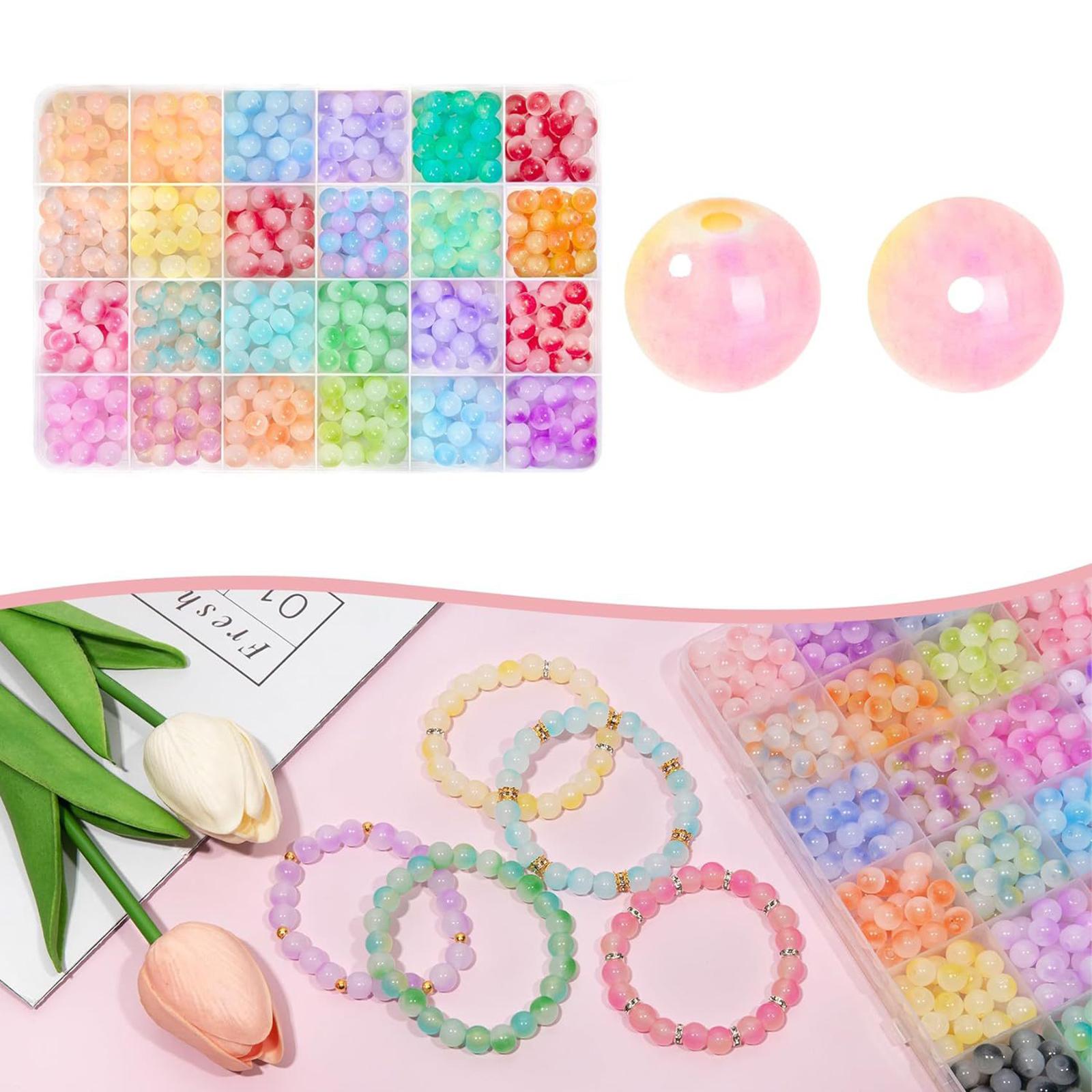 

Набор разноцветных стеклянных бусин для изготовления украшений, бусины разных цветов для продевания нити в браслет, практичная круглая бусина B