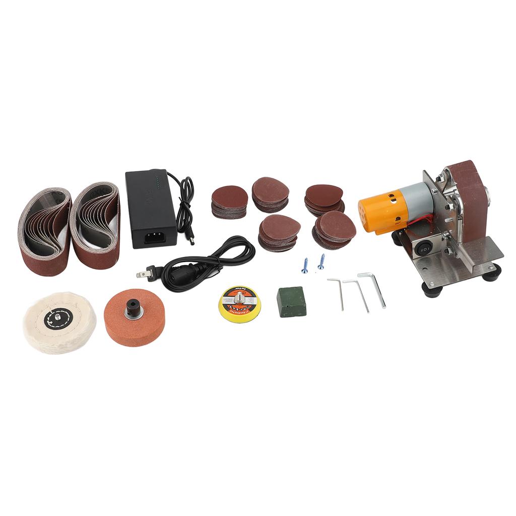 Mini Belt Sander Double Bearing Adjustable Angle Vertical Belt Sanding Machine for Home