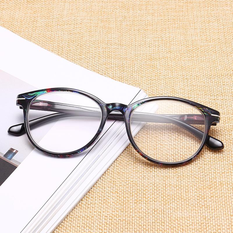 Retro Bag Flower Round Anti-Blue Reading Glasses Comfortable Reading Glasses High Definition Reading Mirror Spring Feet