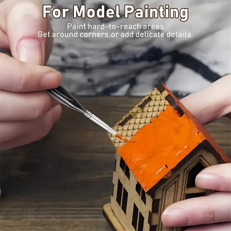 3/6 Feine Pinselgarnitur, Geeignet für Acrylmalerei, Modellbau-Details und Miniaturkunst | Präzisionsgefertigte Synthetik-Nylonborsten