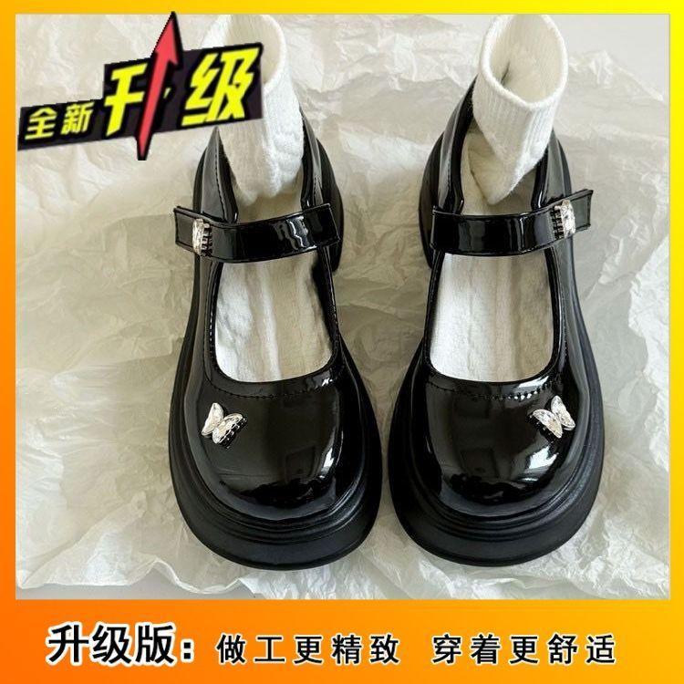 2025 new summer popular small leather shoes temperament casual rhinestone butterfly out Lolita Mary Jane single shoes