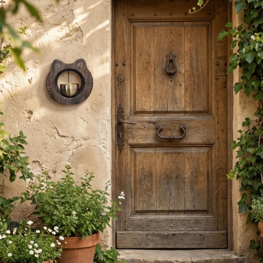 Wall Hanging Entrance Chime Magnetic Wind Chime Cute Cat Wooden Doorbell Apartment