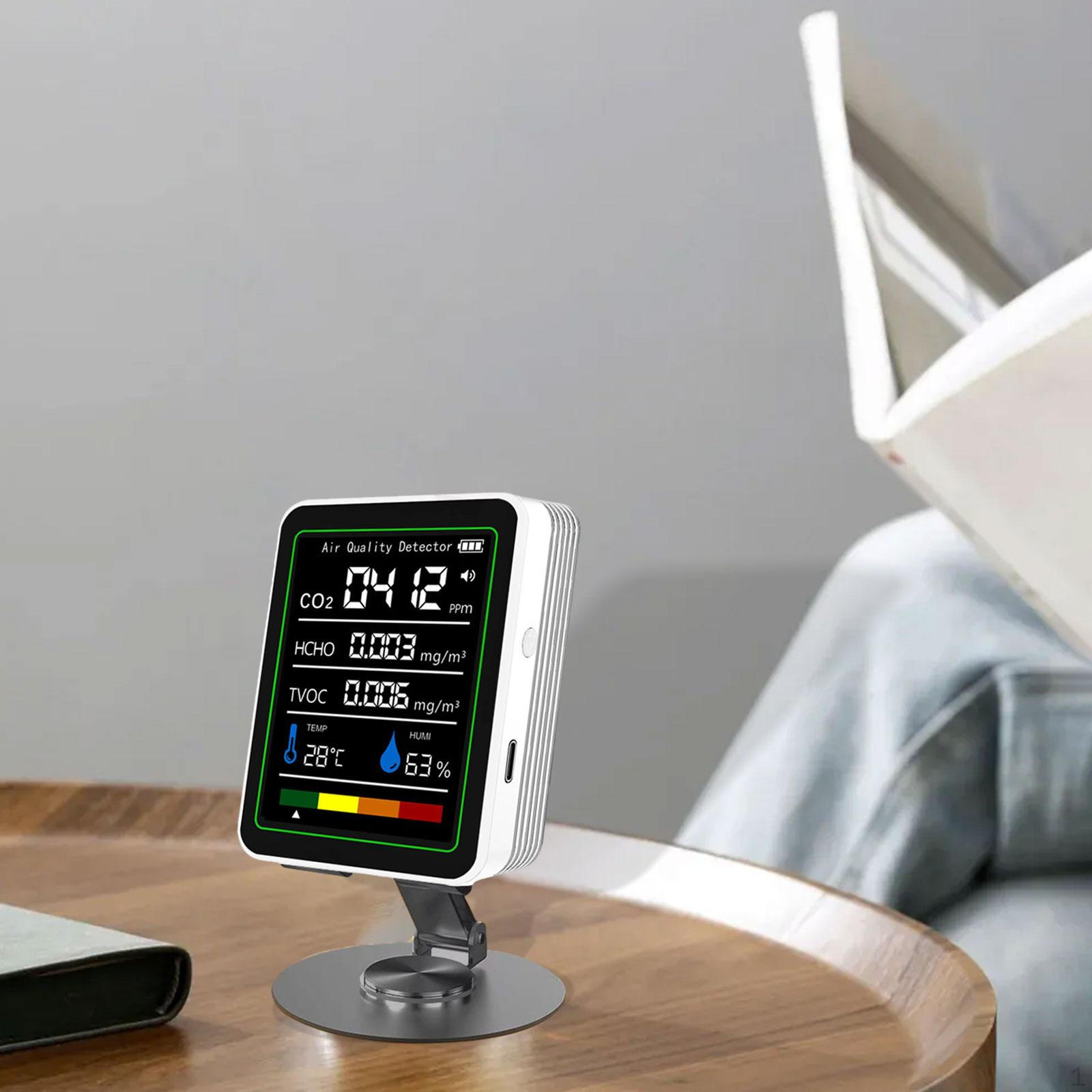 

Монитор качества воздуха Перезаряжаемый Дисплей реального времени для офиса кухни сада белый