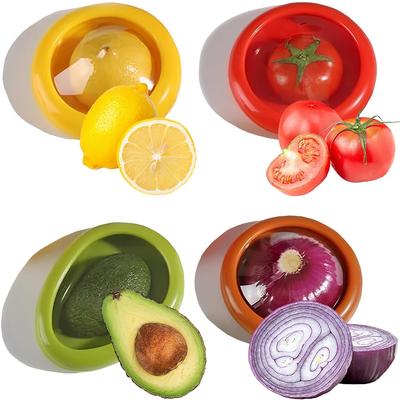 4Pcs Silicone Fruit Anti-Oxidation Storage Box Containers for Fridge Keep Fresh