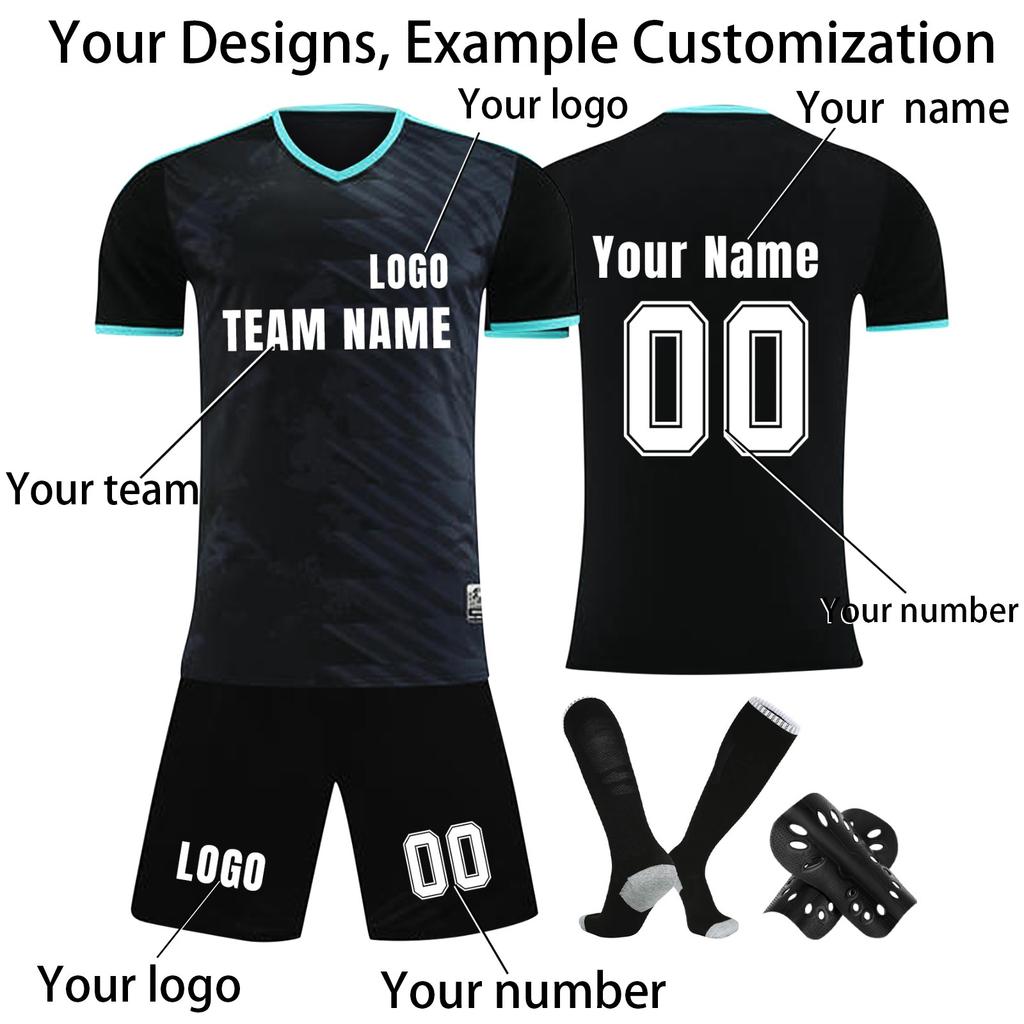 Personalisierte Shirts Kit Herren Mädchen mit Namen Nummer benutzerdefinierte Fußballtrikots für Jungen Trainingsanzug