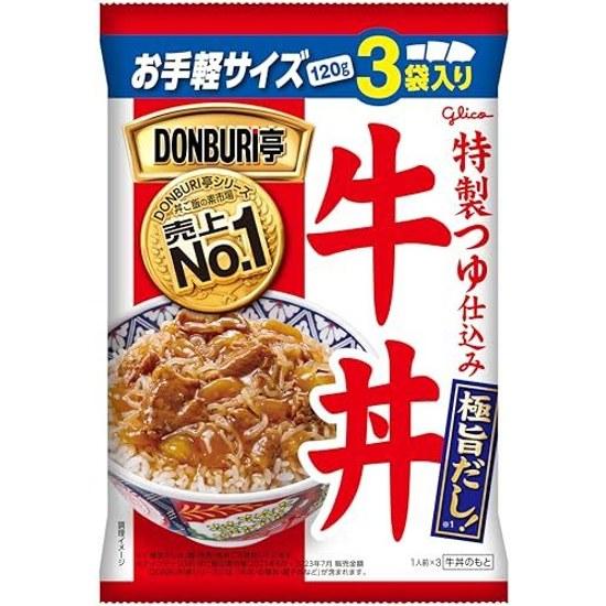 Ezaki Glico DONBRI Tei Gyudon 3-Mahlzeiten-Packung 120g 3 Beutel