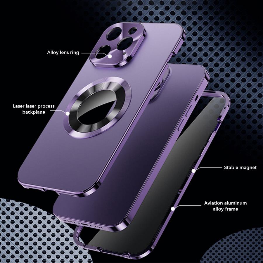 Para iPhone16 15 14 Plus 13 12Pro Max Full Aluminum Metal Magnetic Case Dupla Face Proteção À Prova de Choque Protetor de Tela