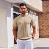 Nuova T-shirt Estiva a Maniche Corte a Righe Verticali in Maglia da Uomo Europea e Americana