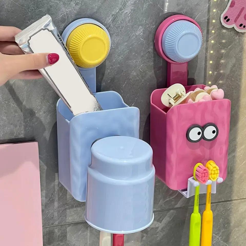 Yousheng Toothbrush Holder Wall-Mounted Organizer with Storage Compartment Strong Load-bearing Easy To Install Suction Cup Toothbrush Rack