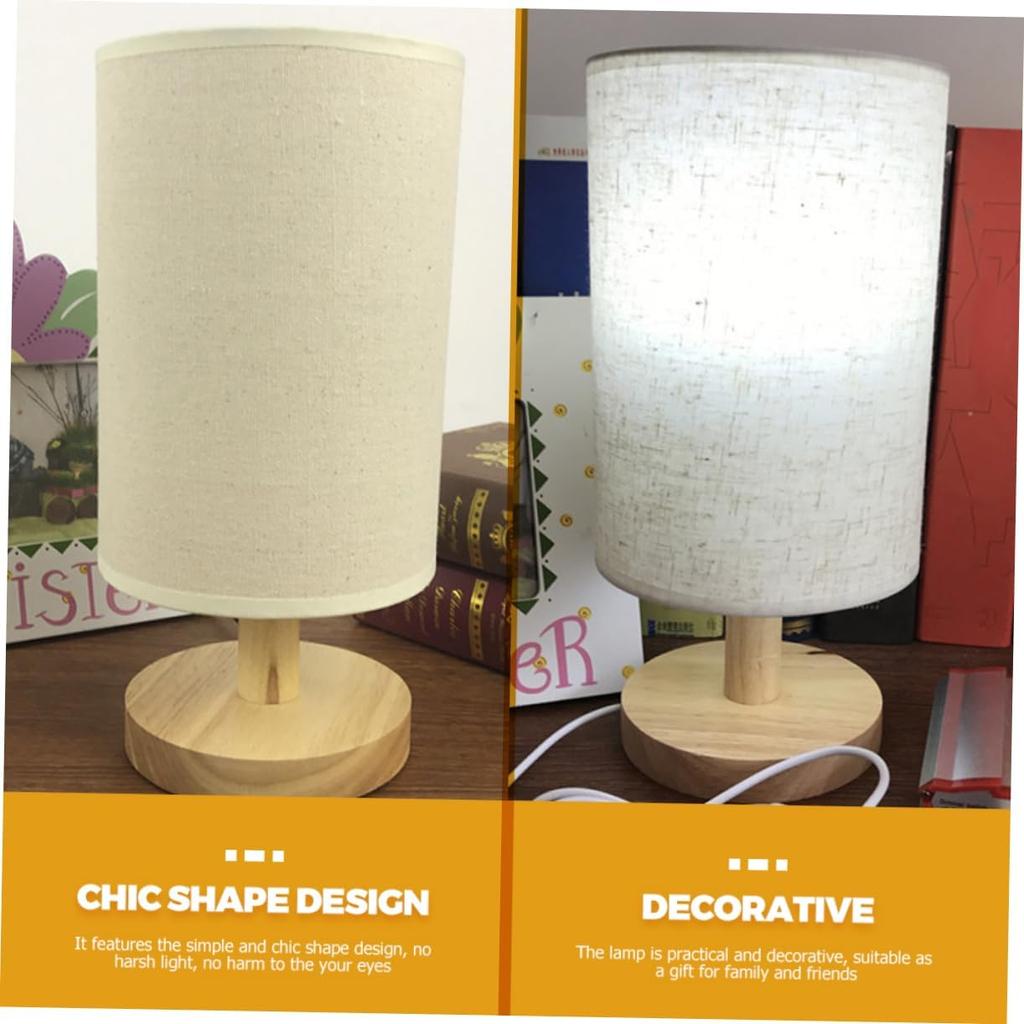 Linen Cloth Desktop Lamp Light Nightstand Lamp Bedside Night Light Tabletop Light