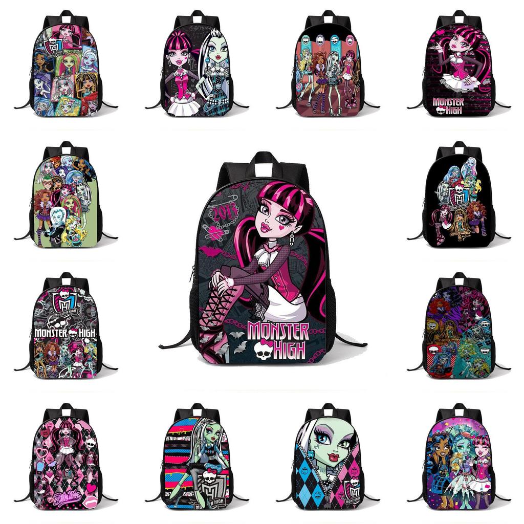 Plecak Szkolny Dla Dziewcząt Chłopców Z Lekkiego Materiału Nylonowego I Nadrukiem Monster High Do Użytku Szkolnego