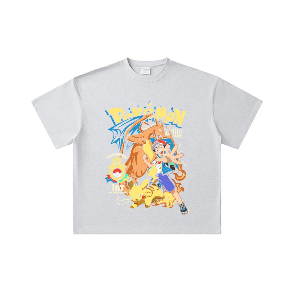 260 GSM Double Yarn 32 Count 100% Cotton Pokemon V1 Print Unisex Heavy Cotton T Shirt
