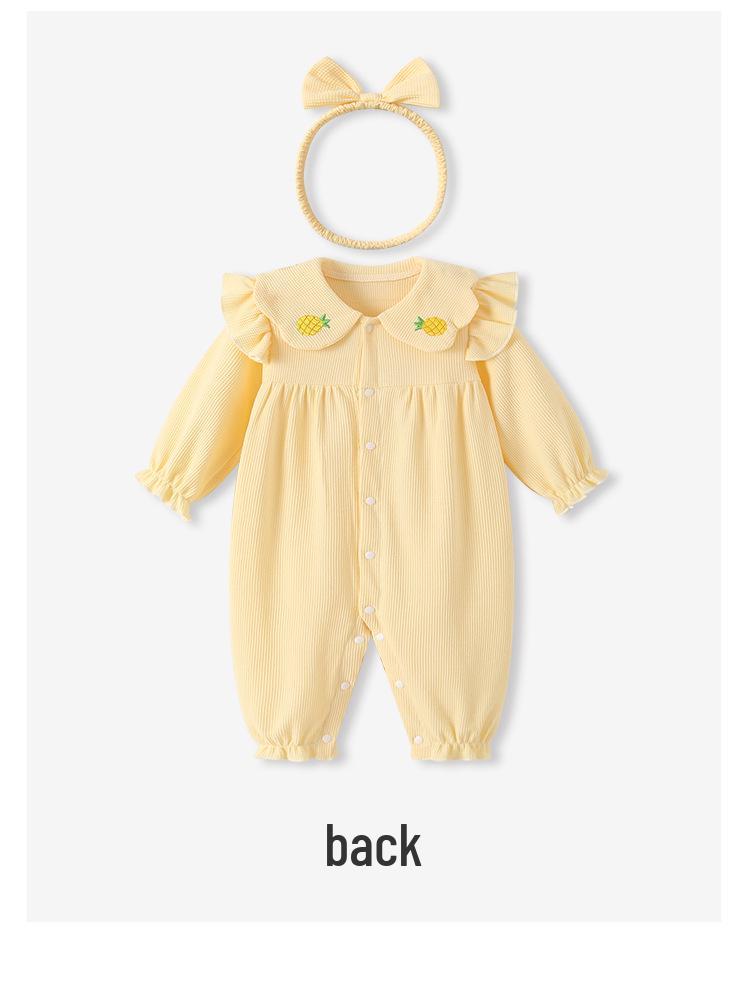 2026 Spring & Autumn Newborn Doll Collar Baby Girl Romper - Super Cute Crawling Outfit