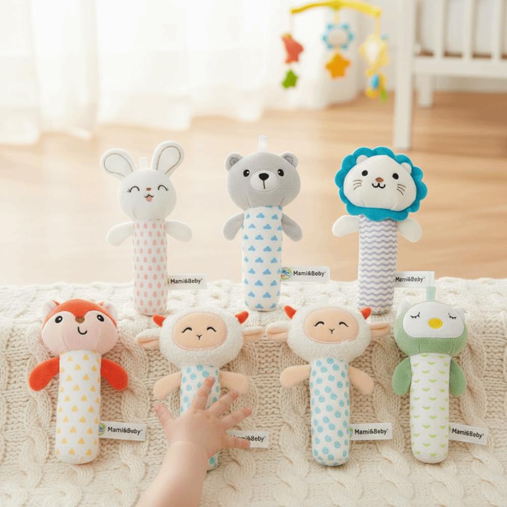 Squeaky Sound Soft Stuffed Animal Rattle Cartoon Animals Plush Rattles  Bed Hanging