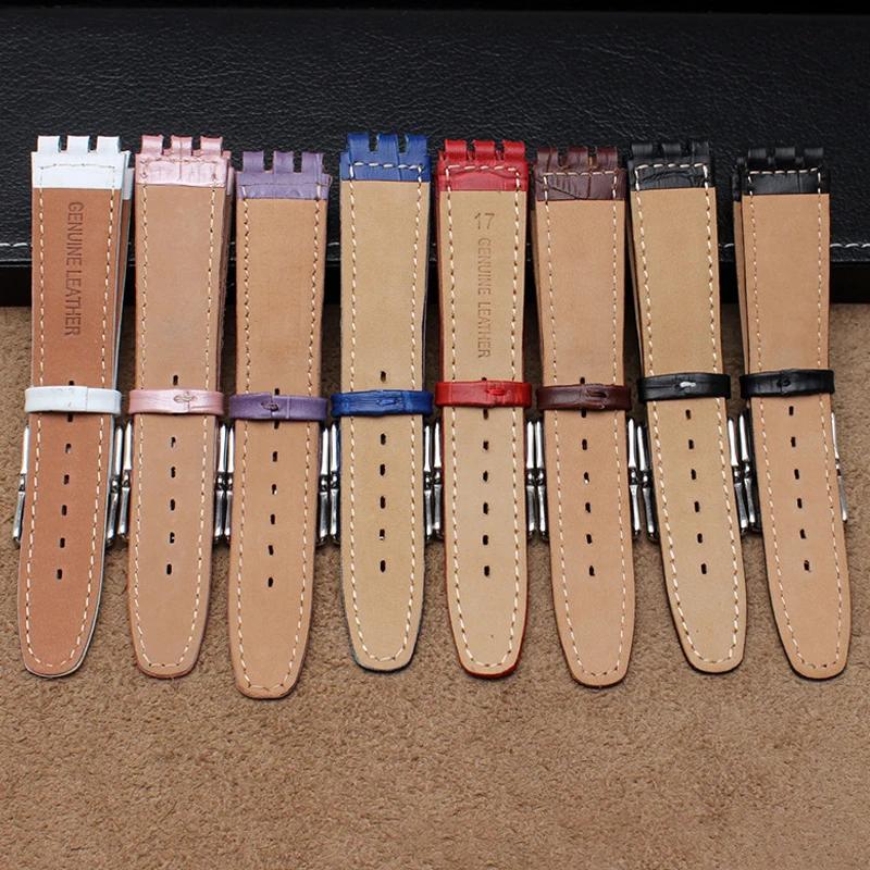 Cinturino per Swatch in Vera Pelle Uomo Donna 17mm 19mm Braccialetto Resistente al Sudore Cinturino di Alta Qualità Accessori per Orologi
