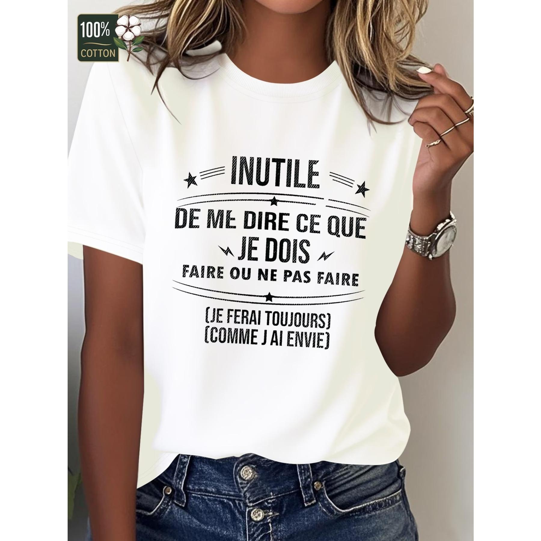 

Юмор Французский Интересный Французский Чистая Женская Футболка Удобный Крой S белый