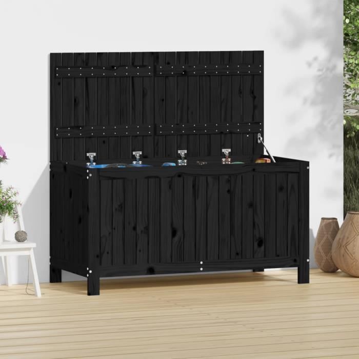 VidaXL Boîte de rangement de jardin Noir 121x55x64 cm Bois massif pin 823847