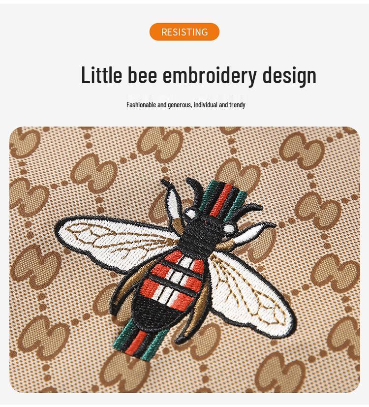 2023 Men's Hooded Embroidered Jacket: Little Bee Design, Casual Fashion for Spring & Autumn