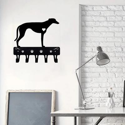 1 pz Portachiavi Levriero & Porta Guinzaglio per Cani Organizzatore Ganci Montati a Parete - Artigianato Decorativo in Ferro per Casa