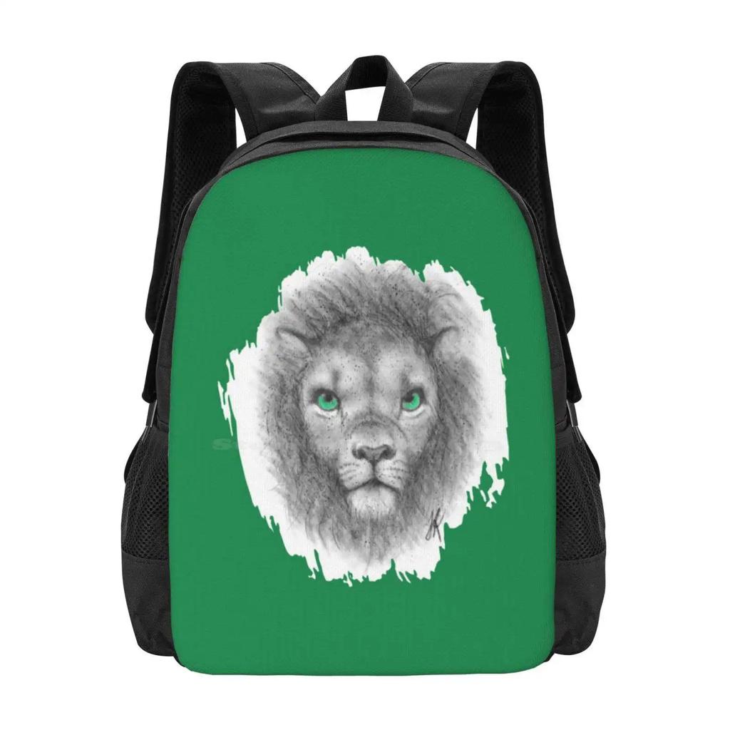 Lion Portrait Pattern Design Bagpack School Bags Lion Portrait Wildlife Wild Animals Big Cats