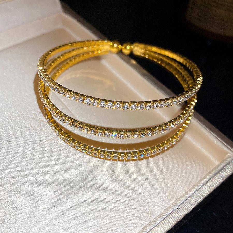 Elegant Multi-Layer Rhinestone Bangle - Luxurious Jewelry for Women