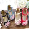 2026  Woman's Chinese Traditional Flat Sole Embroidered Flower Shoe Soft Sole Mary Jane Shoe Ethnic Style Round Toe Canvas Shoes