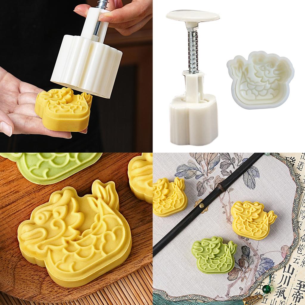 Hand Pressed Mooncakes Mold Dragon Boats Green Bean Cake Mould Dessert Molds Ice Skin Pastries Moulds for Baking Lover