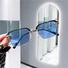 Photosensitive Trend Flat Mirror Ruffian Handsome Half Frame Color-Changing Glasses High Definition Anti-Blue Light Sven Can Be Matched With Degree