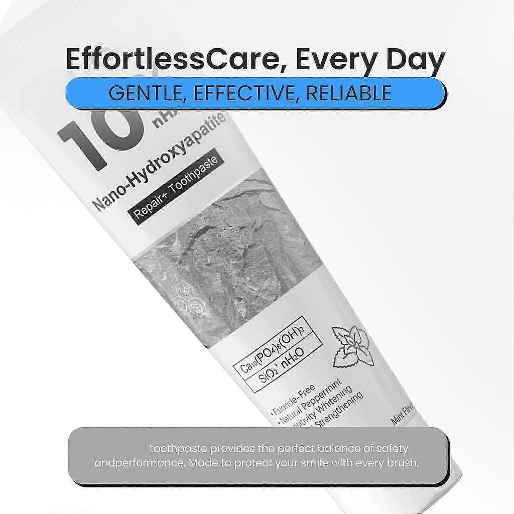 10%nHAP Nano Hydroxyapatite Toothpaste Fluoride-Free Enamel Repair Whitening Toothpaste, Cool Mint Fresh Breath 1-3pcs