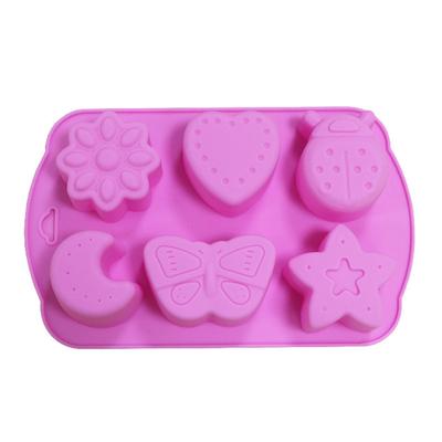 6 células inseto/estrela/coração estêncil macio faça você mesmo artesanato pudim sabão silicone fundição morrer