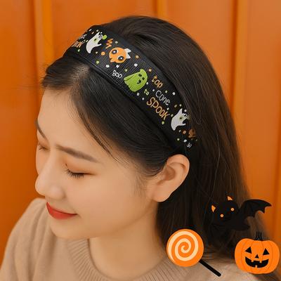Horrible Halloween Hair Hoop Halloween Decor Ghost Bat Print Hairband Skull Head Headband  Woman