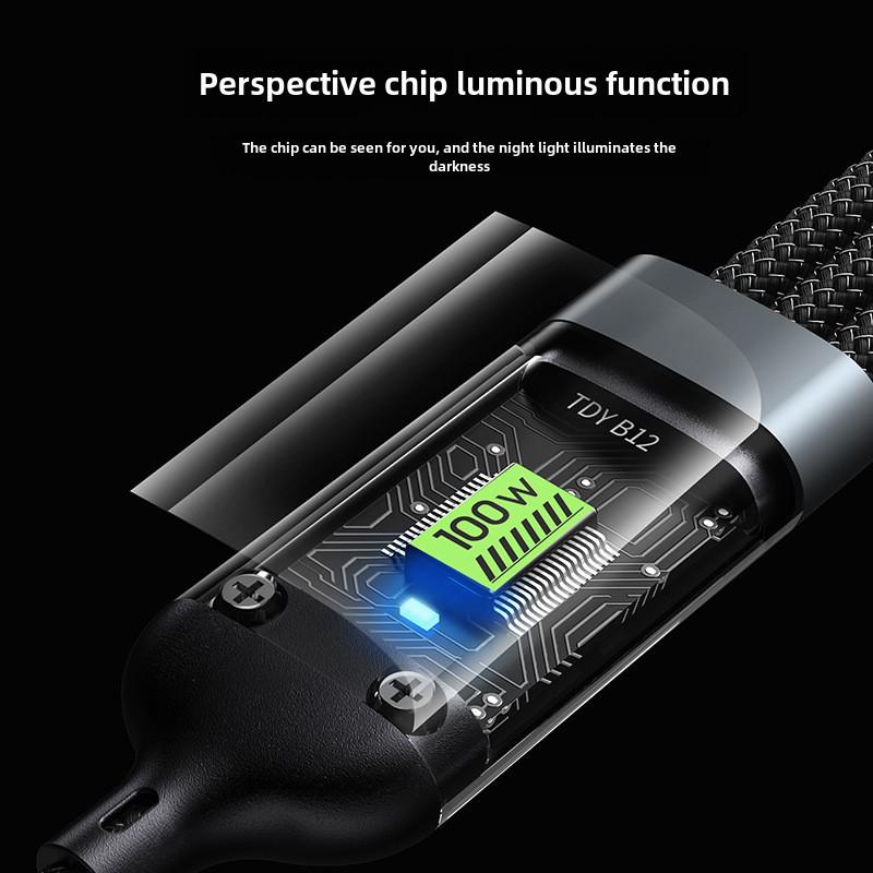 100W Superschnellladung 3-in-1 Datenkabel für Apple-, Huawei- und Android-Geräte