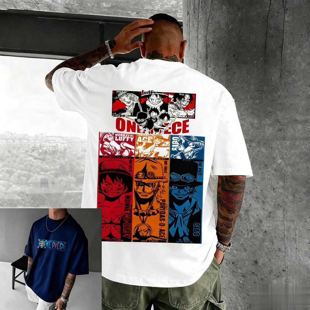 T-shirt Graphique One Piece Oversize Anime Hommes Femmes Manches Courtes T-shirt Imprimé Cartoon Luffy Zoro Nami Chopper Été Décontracté Y2k Top