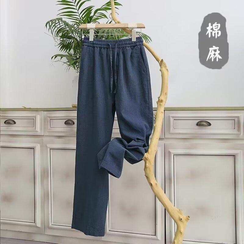 Thin Cotton Imitation Linen Casual Pants Men's Summer Men's Large Size Straight Men's Long Pants
