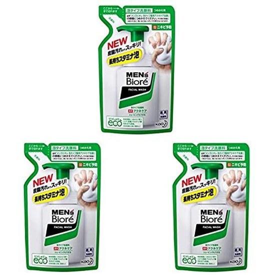 Mens Biore Medicinal Foam Type Acne Care Facial Cleanser Refill 130 ml 3 pieces set