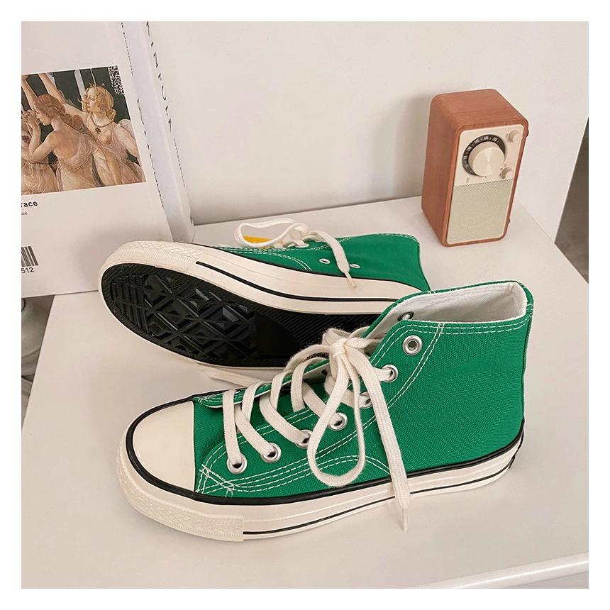 Frau Turnschuhe Schuhe Vulkanisieren Leinwand Casual Drei Mal Vulkanisieren Sommer High Top Walking Flats Frauen Lauf Sport