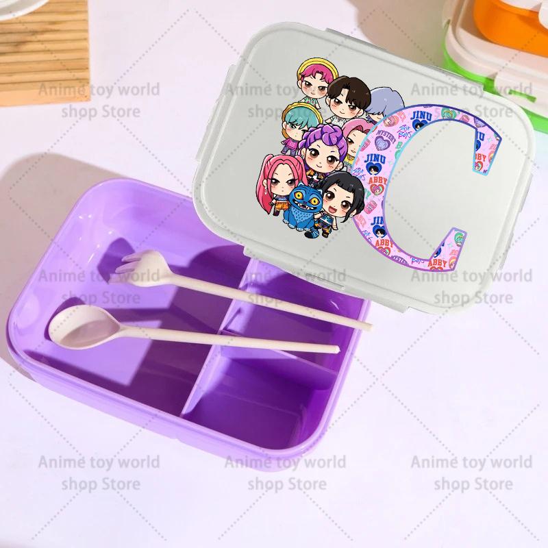 26letras KPop Caça-Demônios Lancheira Menina Menino Caixa Bento Portátil Estudante Hermética Conservador de Alimentos Camada Única Capacidade Presente para Criança