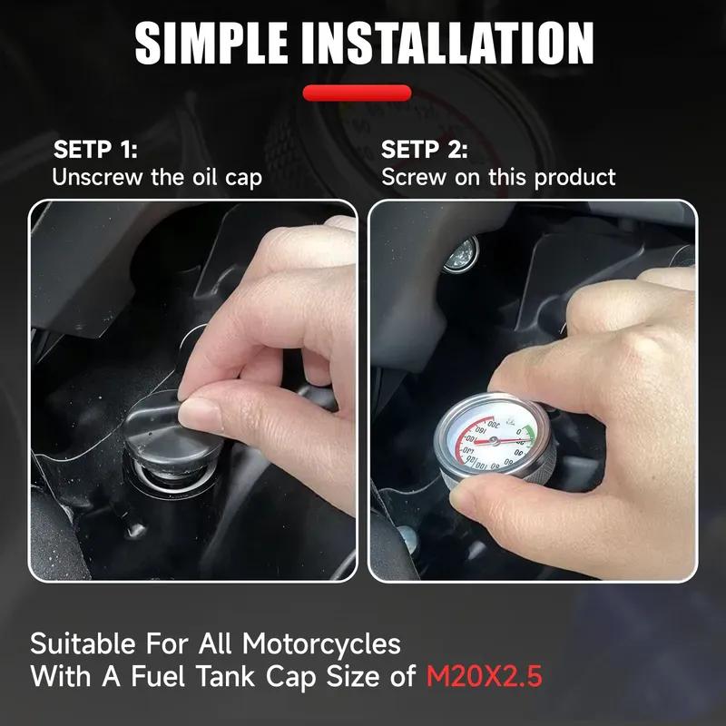 Auto Bike Thread Size M20x2.5 Motorcycle Fuel Tank Caps With 35MM Oil Temperature Gauge 0-200 Pointers Thermometer Cap Cover
