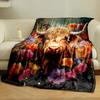 Highland Cow Floral Blanket bedroom Blanket for Livingroom Couch lunch break Soft throw for Friend's festival Gift