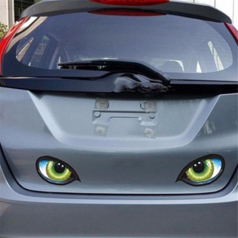 2 Stück Autoaufkleber 3D Stereo Reflektierende Katzenaugen Autoaufkleber Kreative Rückspiegelaufkleber Abziehbilder Universelle Augenaufkleber