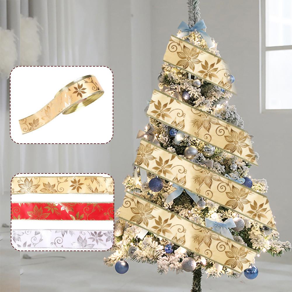 Meter Festive 10 Printed Red Ribbon Bow For Christmas Tree Decoration With Elegant Design