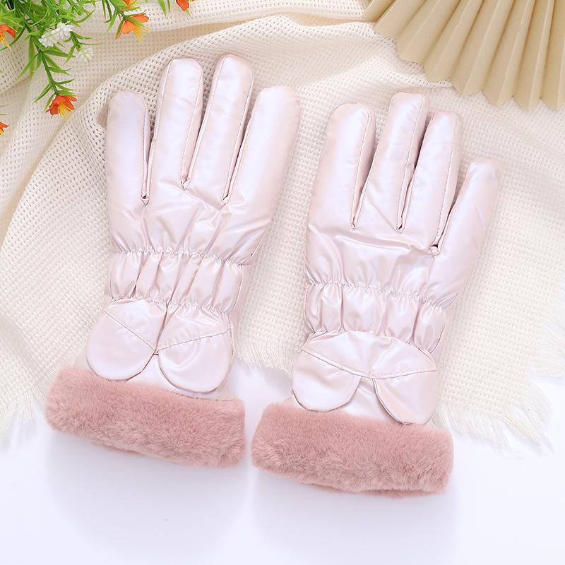 

Лыжные перчатки зимние теплые женские флисовые утолщенные ветрозащитные для холодной погоды сенсорные one size fits all розовый