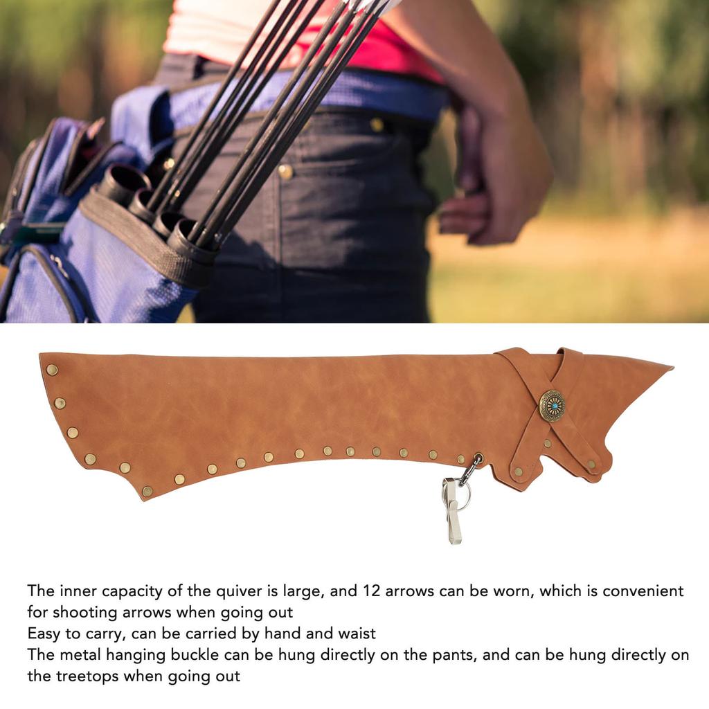 Archery Back Quiver Holder Waist Mounted PU Storage Bag for Recurve Bow Compound Pulley Bow Archery Equipment