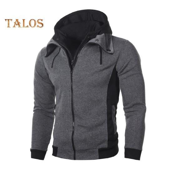 

Мужское осенне-зимнее пальто с капюшоном, двойной застежкой-молнией, цветная поддельная двухкомпонентная спортивная куртка с эластичными манжетами и подолом, верхняя одежда для фитнеса M темно-серого